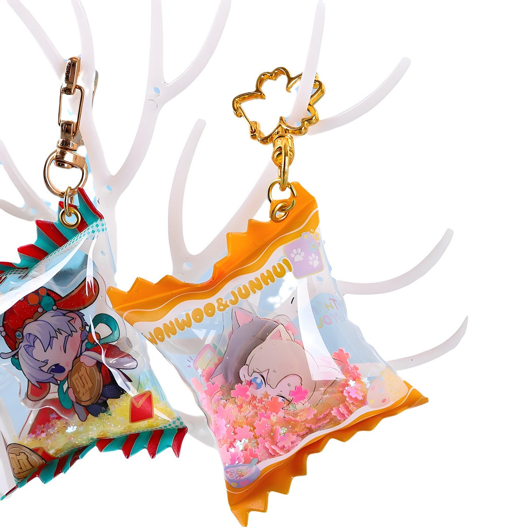 Candy Bag Keychain With Acrylic Charms - Didacreative